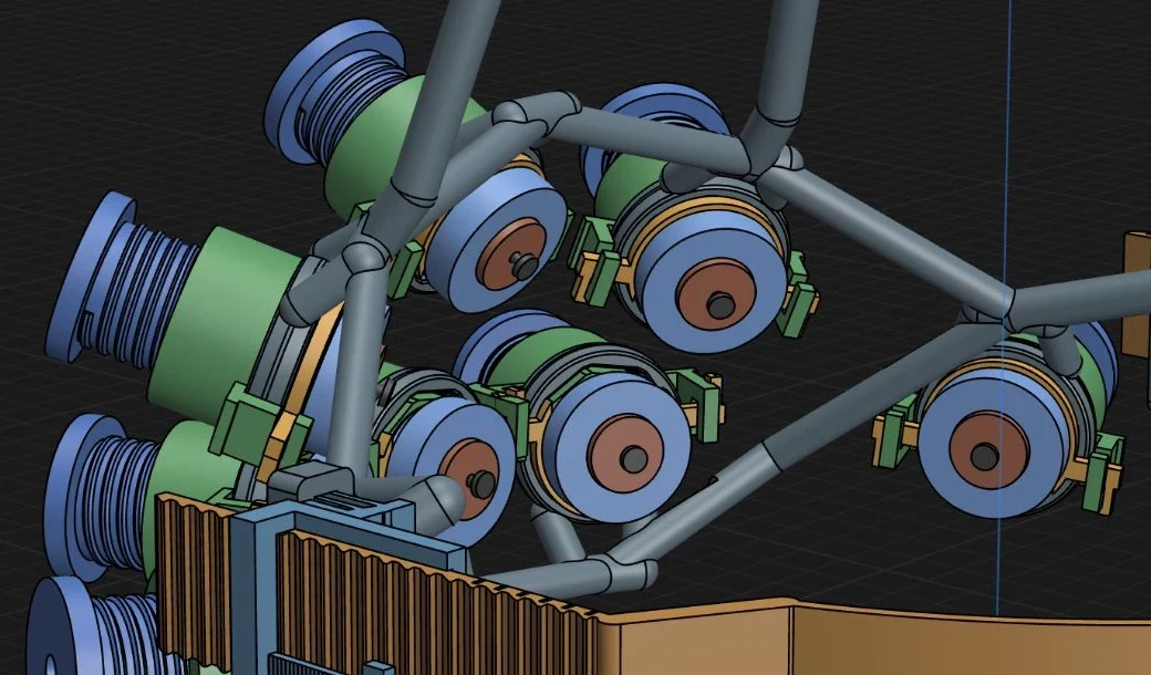 Close-up of the electrode holders seated in the headset frame